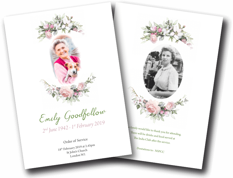 floral funeral order of service design