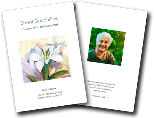 modern funeral order of service design