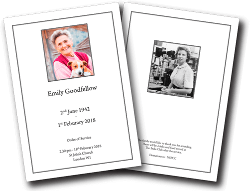 Traditional funeral order of service design