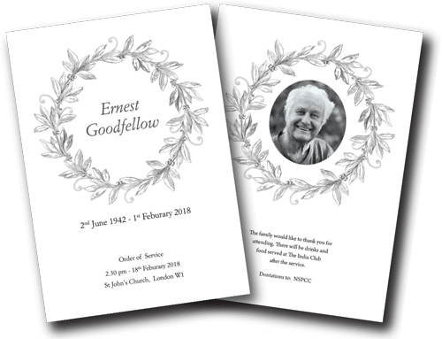 Victoriana funeral order of service design