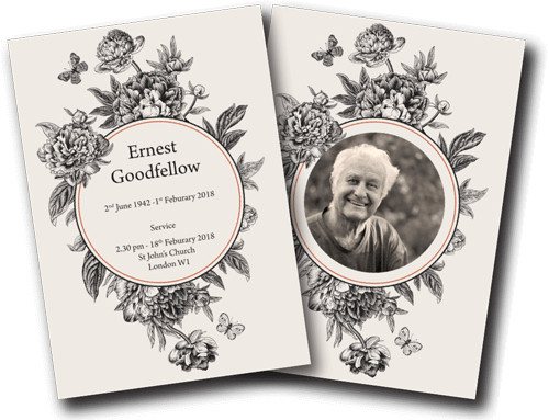 Victoriana funeral order of service design