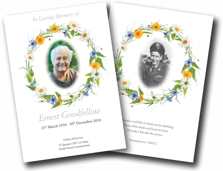 floral funeral order of service design